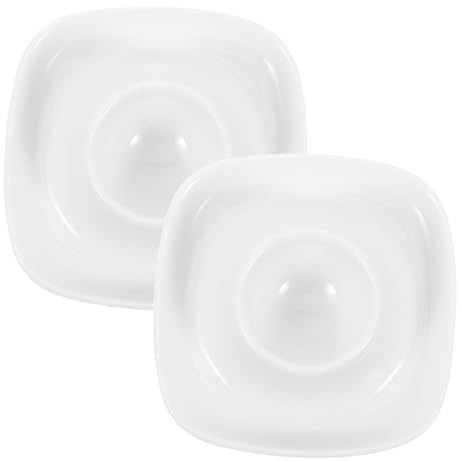 SOLUSTRE Support à Œufs Pratique et Élégant en Céramique Facile à Nettoyer Blanc 2pcs Porte-œufs pour Petit-déjeuner Maison