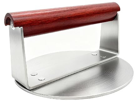 oxcjoapn 5.5 inch Smashed Burger Press – Heavy Duty Stainless Steel Patty Smasher with Heat-Resistant Handle for Griddle, Bacon, and Smash Burgers