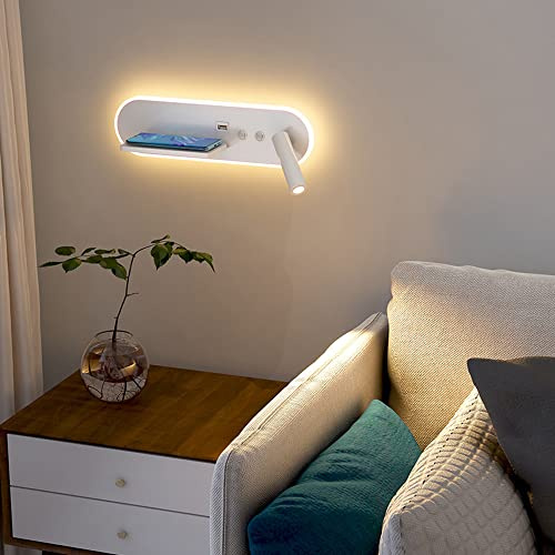 Lampada da Lettura a LED con Montaggio a Parete, Lampada da Comodino Regolabile, Ricarica USB, Applique per testiera, apparecchi di Illuminazione per Letto cablati, faretti da Parete Focus per Came