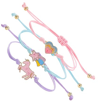 COYUN 3pcs Bracelets pour filles, bracelets tressés réglables pour enfants, Bracelet Enfant Fille Coloré Bijoux Élastique Bracelet Amitié,cadeaux pour filles et enfants, cadeaux d'anniversaire