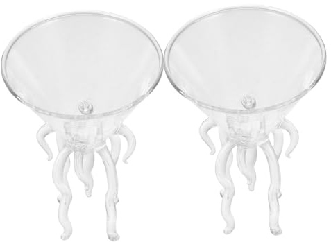 BIUDECO Bicchieri da Cocktail Sensazione Confortevole Design a Polpo in Vetro Set 2 Raffinato e Originale per Uso Domestico e Feste