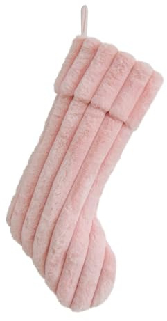 CCUUHJ Weihnachtsstrumpf Plüsch, Rosa, Dekorative Nikolaussocke zum Befüllen und Aufhängen, 48 cm, Weiche Weihnachtsdekoration für Kamin und Tannenbaum (Rosa)