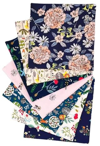 NEUJUS 7 Stück Baumwollstoff 50 x 50 cm Stoffpaket – Patchwork Stoffe Paket zum Nähen & Quilten, DIY Stoffreste Baumwollstoffe Meterware, Stoff Quadrate verschiedene Muster (7 Stück Forest-Serie)