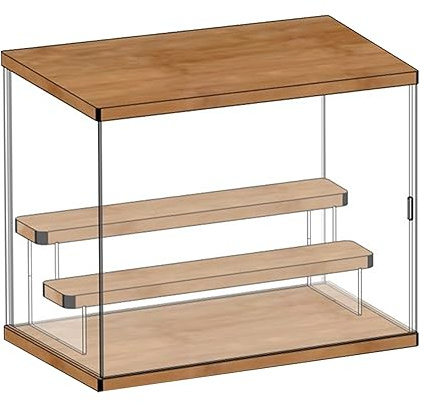 CHEOTIME Klare Acryl-Aufbewahrungsbox für Figuren, 4-stufige Acryl-Blindbox für Figuren, staubdichter Schaukasten-Organizer, stapelbare Sammlervitrine für (3-stufige Treppe M 32x18x26,4cm)