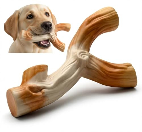 PetPetLife Tough Dog Toys for Aggressive Chewers, Hard & Durable Nylon Wishbone for Medium & Large Breeds, Strong Y-Shape Chew Toy for Boredom & Dental Care (Orange, Large)