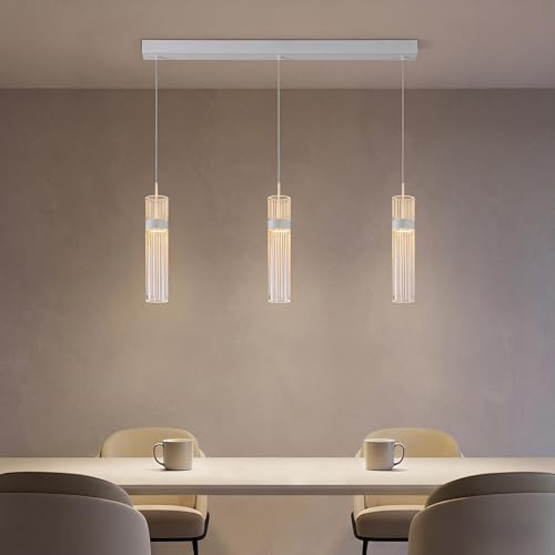 MELAYR Lámpara Techo Colgante LED Moderna 14W, 3000K/4500K/6500K Lámpara Suspendida 1400lm CRI≥80, Lampara para Salón, Dormitorio, Oficina, Cocina y Pasillo con Función de Memoria Blanco