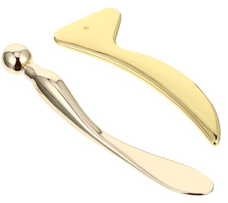 FONDOTIN 2 Piezas de Espátula de Masaje Facial de Acero Inoxidable, Aplicador para Crema de Ojos, Tejido Cutáneo Suave, Reduce la Hinchazón