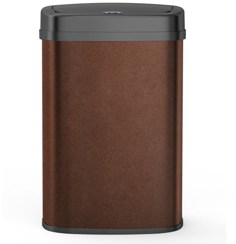 KITCHEN MOVE Poubelle de cuisine automatique 58L MAJESTIC CORTEN Marron grande capacité en INOX avec cerclage