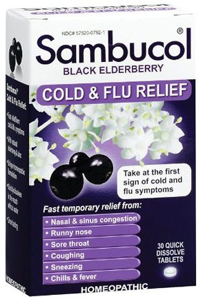 Sambucol Cold & Flu Relief Quick Dissolve Tablets Black Elderberry 30 TB - Buy Packs and SAVE (Pack of 4)