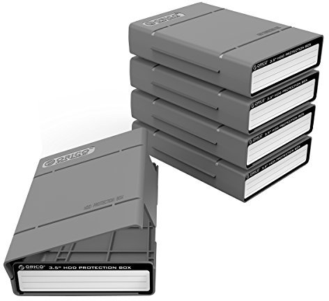 Boîtier de Protection ORICO 3,5 Pouces Anti-Statique Antichoc Anti-Poussière pour HDD- 5 Pack Gris-PHP35
