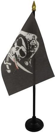 AZ FLAG bordsflagga pirat sabres 15 x 10 cm - liten Corsaire kontorsflagga 10 x 15 cm guldspets