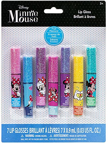 Minnie Mouse 7-teiliges set, pflanzenbasierter Lipgloss, erstes Makeup-Set für Mädchen, perfekt für Partys, Pyjamapartys und Geburtstagsgeschenke, ab 3 Jahren, von Townley Girl