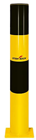 Steinbock Rammschutz-Poller | 110 cm Höhe | 15,9 cm Durchmesser | 20,3 kg Gewicht | pulverbeschichteter Stahl | Warnhinweis zum Schutz vor Anfahrschäden | robuster Anfahrschutz | Made in EU