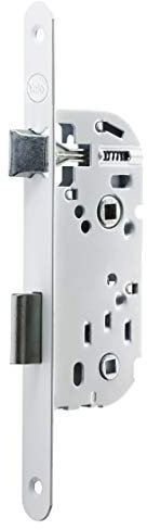 Yale Y53R-A50/B/SC Y53R-A50/B/SC-Cerradura de embutir de Eje 50 mm, 135 mm, Reversible, con puño Redondo, para Cuarto de baño y Aseo, Color Blanco, Axe 50mm