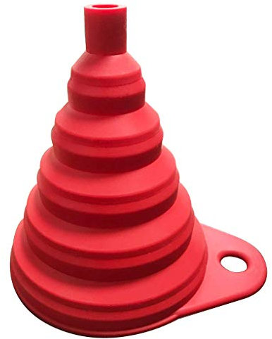 Xinjieda Imbuto Pieghevole del Silicone Pieghevole da Cucina Bottiglia di Acqua Olio Liquido Polvere Transfer Imbuto, Rosso