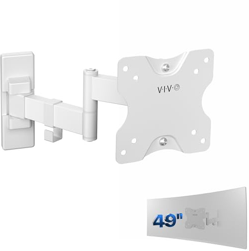 VIVO Väggfäste i full rörelse för upp till 27 tums LCD LED TV och datorskärmar, lutning och svängbar konsol med max 100 x 100 mm VESA, vit, MOUNT-VW01MW