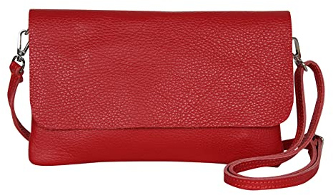 AmbraModa GLX11 - Damen Umhängetasche, Clutch, Handytasche aus echtem Leder mit abnehmbarem und verstellbarem Schultergurt, geeignet für Handys und Tablets bis zu 7 Zoll