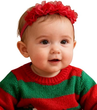Fmeida Baby Girls Headband Elastic Soft Flower Headbands Hair Accessories for Newborn Infant Toddler Stretchy Floral Baby Headband for Little Girl Kids (Red)