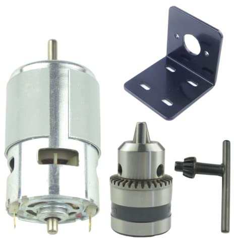 CONQUERALL Moteur à courant continu 775 DC 12V 6000 RPM / 24V 12000RPM Moteur à couple élevé de haute puissance avec mandrin et support de perçage