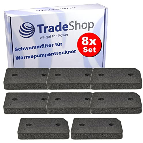 Trade-Shop Lot de 8 filtres en éponge/socle, compatibles avec Miele TDD220WP TKG852WP TWE520WP TWF160WP TWF500WP TWF505WP TWH620WP TWI180WP TWJ680WP