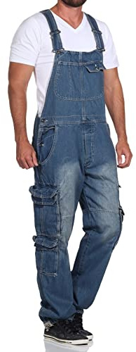 Jet Lag Herren Latz Jeans Overall A Lange Jeans-Hose Loose Fit