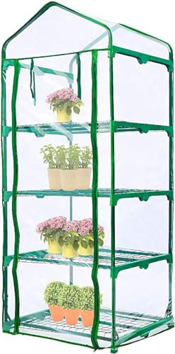 LATERN 4 Tier Greenhouse Replacement Cover, 160CM x 70CM x 50CM Clear PVC Small Plant Grow House Cover with Roll-Up Zipper Door for Plants Cold Frost Protection Wind Rain Proof (Frame NOT Include)