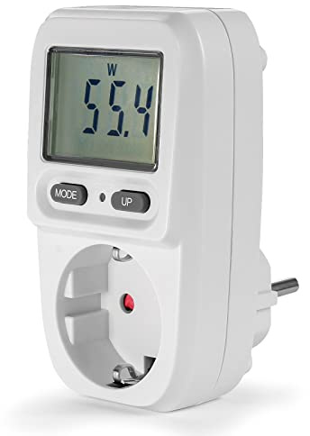 Eaxus® Energiekostenmessgerät Steckdose mit Display - Strommesser Verbrauchsmessgerät bis 3680 Watt, Weiß