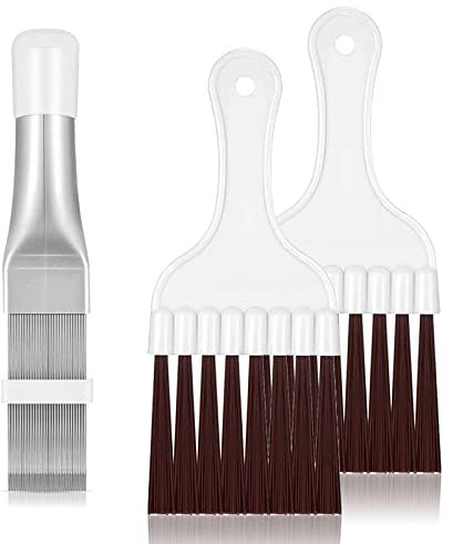 Peigne d'Aileron de Condensateur de Climatiseur, Peigne à Ailettes, Peigne de Nettoyage de Condenseur en Acier Inoxydable, Outil de Réparation de Radiateur D'évaporateur, 3 pièces