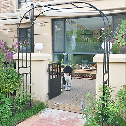 Robuster Garten-Rosenbogen, Pergola-Laube, stabil, 240 cm hoch, Kletterpflanzen, Rankgitter aus Metall, wetterfest, für romantische Dekoration, Hochzeitsbogen (Farbe: Schwarz, Größe: 230 cm