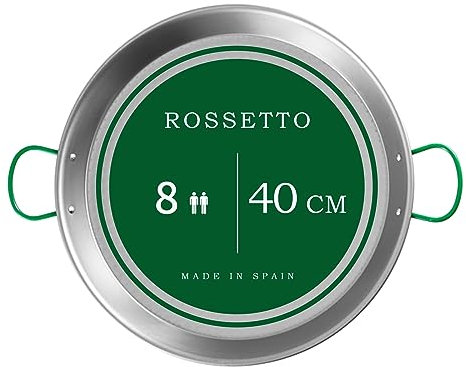 ROSSETTO Plat à Paëlla 40 cm, 8 Personnes barbecue à gaz adapté à l'induction sans PFAS professionnel en acier durable argent