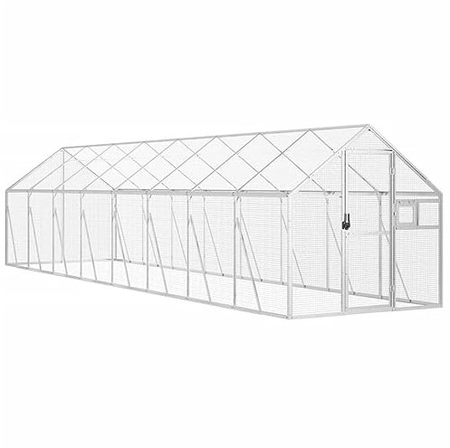 vidaXL Fågelvoljär silver 1,79x8x1,85 m aluminium, voljär, fågelburar, utomhusvoljärer, voljärer, utomhusvoljär, utomhusbur, utomhusburar