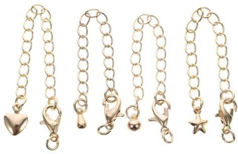 Lurrose 4pcs Gold Chain Extender 7Cm Necklace Extender Extension Chains for Women Jewelry Gold Necklace Bracelet Anklet