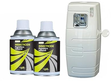 Insecticide Au Pyrèthre Végetal, Aérosols 2x250ml avec Diffuseur, Anti Mouches, Moucherons, Moustiques, Mites, Punaises de Lit