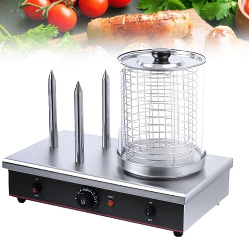 Cashwise Máquina calentadora Comercial de Perritos Calientes Tostadora eléctrica de Bollos de Acero Inoxidable Máquina para Hacer Salchichas Hotdogs Cocina al Vapor con Temperatura Ajustable