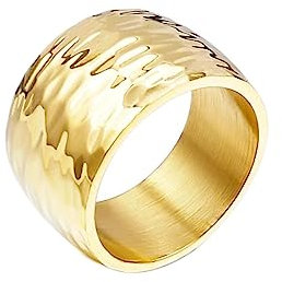 Bihsilin Ringe Damen Edelstahl, Ring Personalisiert 10MM Poliert Rund Bandring Hochzeit Ringe Frauen Nickelfrei Gold Größe 60 (19.1)