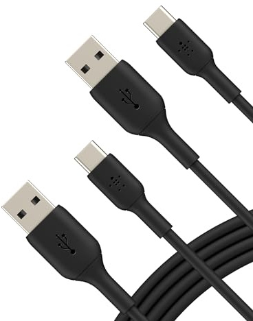 Belkin BoostCharge USB-C Cable to USB-A Cable (2M/6.6ft) for iPhone 16, iPhone 16 Pro, Samsung Galaxy S25, S24, Pixel 9, iPad Pro, Nintendo Switch 2, Carplay & More - Black (2-Pack)