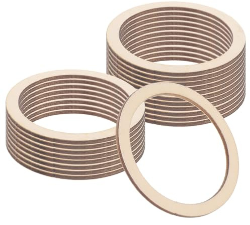 DIYEAH 20 Anneaux En Bois À Peindre Soi-Même 7.50Cm Cercles Plats Naturels Pour Bijoux Et Macramé Accessoires Créatifs Pour Artisanat Et Décoration Intérieure