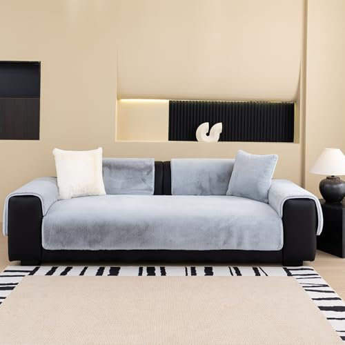 jianyana Sofa überzug Sofabezüge aus Samt Weich rutschfest Strapazierfähig Couchunterlage für 2 3 und 4 Sitzer Warm Atmungsaktiv Maschinenwaschbar für Ledersofa Bank Ecksofa Universal