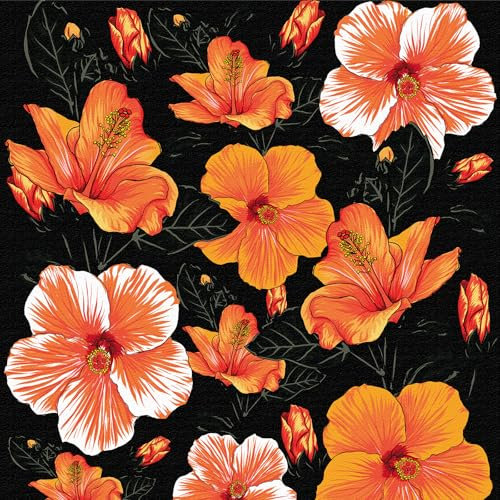 Selbstklebende Tapete Orange Blumen,44 x 600cm Schwarze Tapete Modern Tapete Gelb Weiß Blumen Tapete Schwarz Blätter Boho Tapete Pflanzen Tapete Möbelfolie Selbstklebend für Wohnzimmer Schlafzimmer