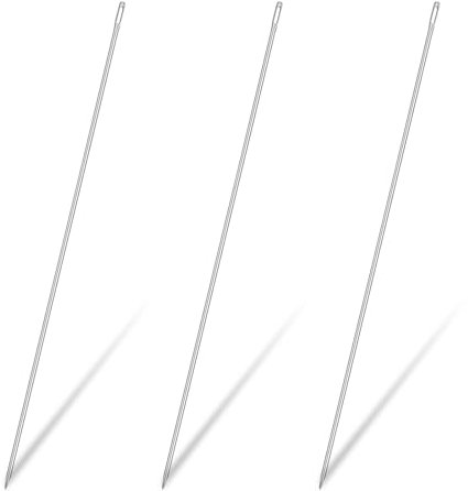 Andibro 5 Stück Lange Nähnadeln Set,1210864 Nähnadeln mit großem Öhr professionelle Polsternadel einfach einzufädeln 3 mm Dicke für Zuhause Leder Wandteppich Stickerei Teppich Heimwerken