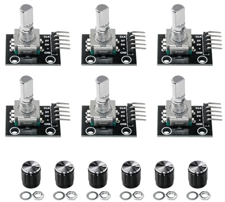 6 Stück KY-040 Rotary Encoder Modul,360-Grad-Drehgebermodul | Potentiometer digitale Impulsausgang elektronische Bausteine Für Automobilelektronik Multimedia-Audio.