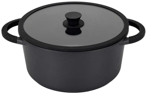 COOK CONCEPT - KC25461 Faitout en Fonte d'Aluminium 28 cm - pour Ragoûts et Soupes - Design Moderne - Compatible Tous Feux - Facile à Nettoyer - Couleur Noire