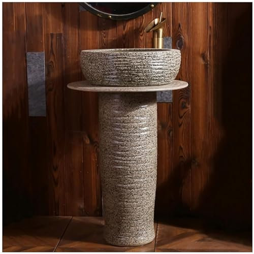 Freistehendes Standwaschbecken, Hotel, Badezimmer, Kunstspüle, Keramik, Waschbecken, rundes Gefäß, Kombi, Retro, handbemalt, Waschbecken für drinnen und draußen