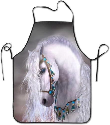 Wasserdicht Arbeitsschürze Schönes Afrikanisches Weißes Horse Kochschürze Unisex Malschürze Weich Kunstkittel Für Restaurant Gartenar
