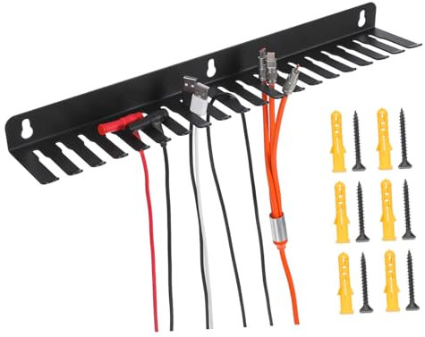 ANDRESLAD Steel Wall-Mounted Cable Rack 19 Slots for 5.5-9.5mm Cords, Cable Organizer and Electrical Wire Bracket for Home and Office Cord Management