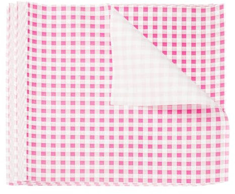 sourcing map 300 fogli di carta cerata quadrata a scacchi, 30 x 30 cm, per alimenti secchi, assorbenti, per panini, panini, panini, hamburger, cucina, rosa