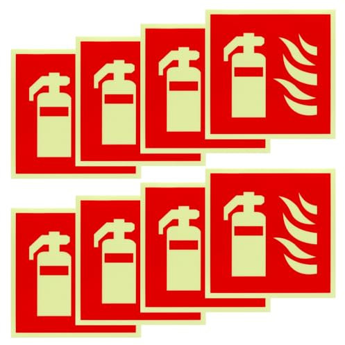 Aoyswuz 8 Piezas Señales de Extintor de Incendios 15 * 15 cm Señal Extintor PVC Autoadhesivo, Resistente al Agua Incendios Cartel Extintor para Interior y Exterior