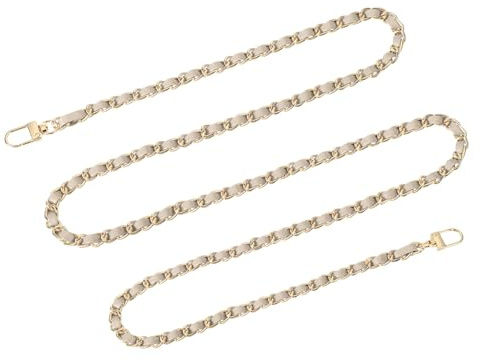QUARKZMAN Taschenkette Geldbörse Kettenriemen, 140cm Taschenriemen Handtaschenketten mit Metallschnallen für Schulter Crossbody Taschen Umhängetasche Ersatzriemen(Goldriemen + Goldkette)