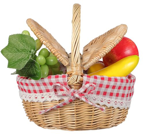 Toddomy Picknickkorb aus Weidengeflecht mit Deckel, Vintage Weidenkorb mit Henkel