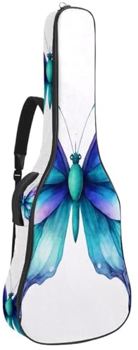 Aesthetic Violet Butterflies Floral and Herbs Gepolsterte Gitarrentasche, schützende Akustikgitarre, Gigbag für E-Bass, Konzertgitarre, Multicolor 08, 42.9x16.9x4.7 in, Lässiger Tagesrucksack